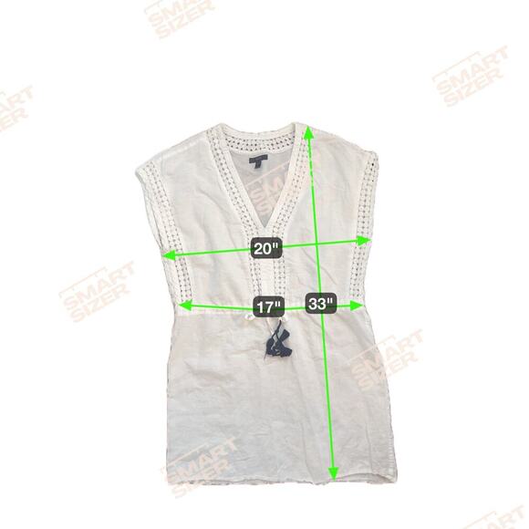 J. CREW White Embroidered Linen Beach Swimsuit Cover-Up Tunic Tassel Sz XXS - Picture 10 of 12